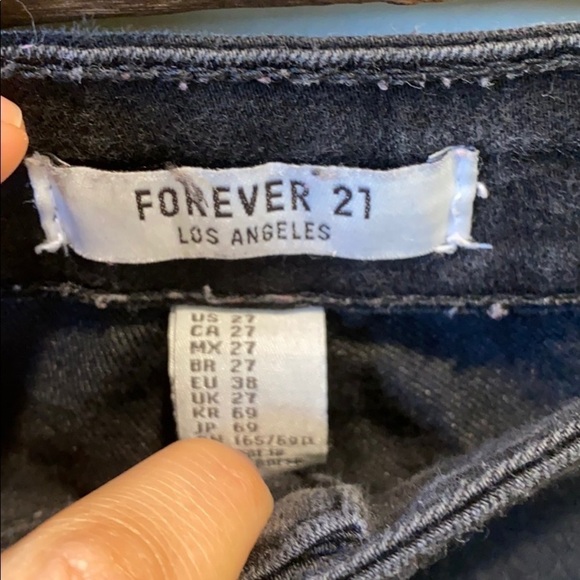 Forever 21 distressed black jeans w/ knee cut outs - Picture 3 of 4